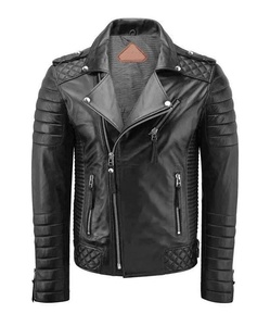 Men's Genuine Leather Canvas Moto Jacket Slim Fit Stand Zipper Closure Solid Color Winter Waterproof Breathable Reversible - Product Image 3