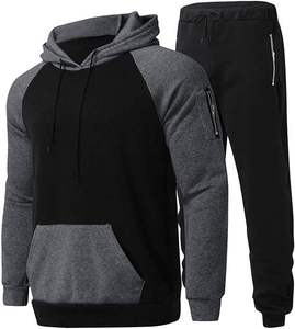 Survêtement à capuche pour homme, imprimé points rouges et noirs, coupe droite, longueur intégrale, respirant, style sportif, poches latérales, en polyester, pour l'automne - Product Image 5