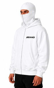 Sudadera con capucha para hombre, con logo estampado en la parte delantera, cierre completo con cremallera, forro polar, informal, para invierno, corte regular, color liso. - Product Image 2