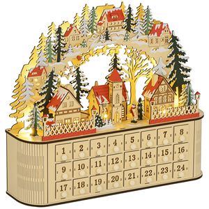 Calendrier de l'Avent de Noël avec 24 tiroirs et lumières, fonctionne sur piles, décoration de table, compte à rebours pour Noël - Product Image 1