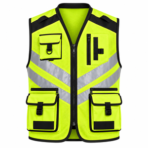 Gilet de travail de sécurité durable avec panneaux réfléchissants de couleur fluorescente, poches pratiques et design confortable pour les entrepreneurs - Product Image 1