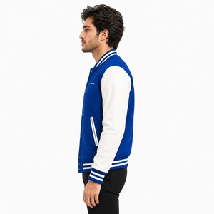 Veste universitaire Letterman en mélange de laine de qualité supérieure, manches en cuir, bordures rayées, fermeture à boutons-pression, doublure confortable et chaude, personnalisable - Product Image 4