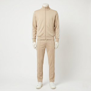 Wholesale Relaxed Fit Zipper Pal m Men's Tracksuit Fleece Zip up Wholesale Streetwear Side Stripe Jacket and Jogger Pants Set - Product Image 2