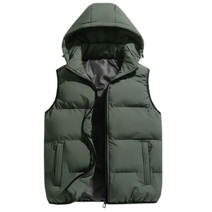 Chaqueta sin mangas para exteriores con letras 3D personalizadas para hombre, con cremallera, a prueba de viento, con capucha para hombre, chaleco acolchado de poliéster 100% para hombre - Product Image 1