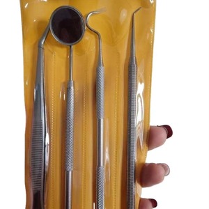 Espátula, Sonda con mango de espejo/Pinzas/Cuchara quirúrgica, Kit de 4 piezas para Cuidado Bucal Dental, Higiene, Examen, Raspador de Dientes, Espejo Bucal - Product Image 3