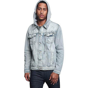 Men's Winter Streetwear 100% Cotton Quick Dry Denim Jacket with Turn-down Collar <b>Covered</b> Button Closure Polyester Lining - Product Image 2