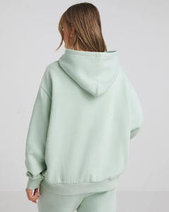 เสื้อฮู้ดดี้ผู้หญิงคุณภาพพรีเมียมขายดี สีเขียวอ่อน ทรงหลวม แขนยาว ผ้าฝ้ายฟลีซ 100% สำหรับฤดูหนาว - Product Image 2