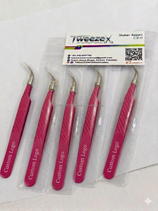 Pince à épiler professionnelle pour extensions de cils, en acier inoxydable, avec logo personnalisé, pointe incurvée lisse de 10 mm, précision beauté - Product Image 6