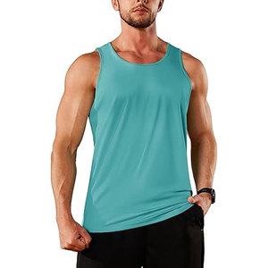 Camiseta sin mangas de poliéster tejido para hombre, color verde oliva, de secado rápido, cuello redondo, color sólido, informal, para entrenamiento. - Product Image 3