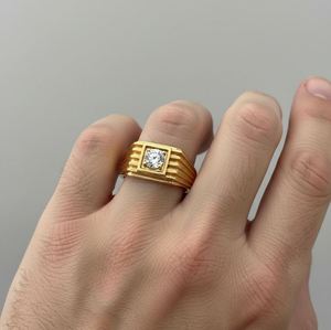 Round Cut Moissanite Luxury Wedding Engagement <b>Ring</b> 925 Sterling <b>Silver</b> Yellow Gold Plated Classic <b>Solitaire</b> Dainty Promise <b>Ring</b> - Product Image 5