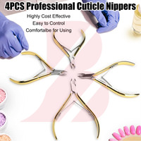 Lot de 4 pinces à cuticules professionnelles plaquées or, en acier inoxydable de haute précision, avec poignée ergonomique, personnalisables – Vente en gros
