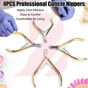 ชุดอุปกรณ์ตัดหนังกำพร้าแบบมืออาชีพ ชุบทอง 4 ชิ้น ขายส่ง, ที่ตัดเล็บสแตนเลสความแม่นยำสูง บริการ OEM อุปกรณ์สำหรับร้านเสริมสวย - Product Image 6