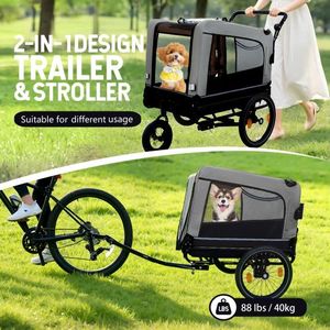 Carrello Pieghevole per Animali Domestici, Robusto, per Esterni, Utilizzabile come Trasportino per Cani e Rimorchio per Bicicletta - Product Image 2