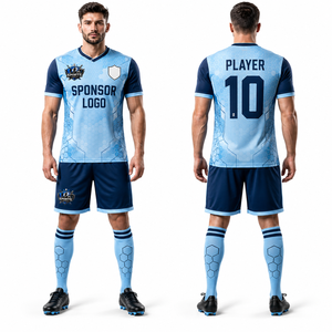 Uniformes de Fútbol Personalizados al por Mayor, Conjuntos Deportivos Transpirables, de Secado Rápido, Ecológicos y que Absorben la Humedad, Camiseta y Pantalones Cortos de Fútbol - Product Image 1