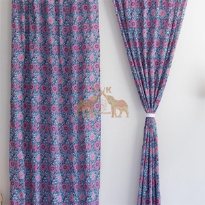 Cortinas de Algodón con Estampado a Mano de Jaipur, Diseño Floral, Suaves, Ligeras y Duraderas para el Hogar, Cafeterías y Restaurantes - Product Image 2