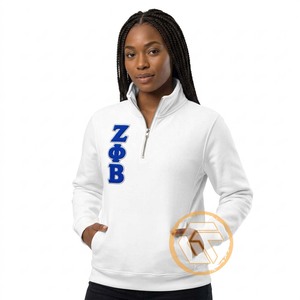 TREASURES GREECS Personnalisés ZETA PHI BETA – Vêtements décontractés pour femmes, automne/hiver, en coton respirant et écologique, avec broderie frontale unie - Product Image 2