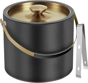 Seau à glace en métal contemporain avec couvercle et poignée pour boissons, champagne, vin, fêtes, hôtels, restaurants et - Product Image 2