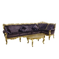 Canapé de salon en forme de L canapé et table basse baroques en bois canapé rembourré pour meubles de maison et salon hôtel