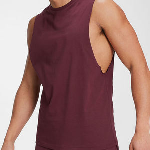 Men's Solid Color Breathable Knitted O-Neck Tank Top Casual Wear Maroon Wholesale Men's Knitted Solid Color - Product Image 4