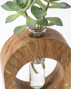 Florero Moderno de Madera con Forma de Anillo, Recipiente de Bambú para Flores, Decoración de Mesa para Hogar, Oficina, Boda - Product Image 2