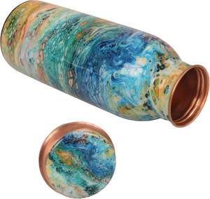 Botellas de Agua de Cobre Antiguas Hechas a Mano, Coloridas y Estampadas, Excelentes para Uso Diario, Diseños Personalizados - Product Image 1