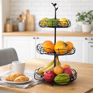 Panier de rangement multicouche en métal pour fruits et légumes, panier de rangement créatif pour le salon, organisateur de collations - Product Image 3