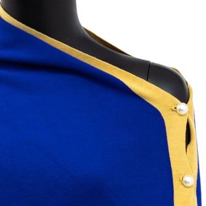 Sigma Gamma Rho Blue & Gold <b>Shawl</b> with Pearls Elegant <b>Women</b>’s Embellished Wrap Scarf Fashion Sorority Accessory Party Outfit - Product Image 3