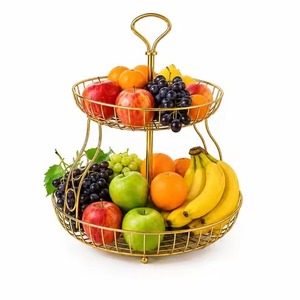 Panier à fruits en fil métallique doré ovale, panier de rangement en fil métallique avec bordure sphérique pour le service de buffet - Product Image 3