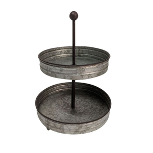 Support à gâteau rond en métal à 2 niveaux, en fer galvanisé, réutilisable, plateau de présentation pour cupcakes et pâtisseries, pour mariage et réceptions - Product Image 1
