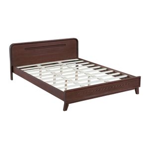 Letto Matrimoniale in Legno Massello di Pino Noce Scuro, Design Stabile e Robusto, Non Richiede Rete a Doghe - Product Image 5