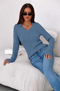 Pull col roulé en maille torsadée pour femme, tricoté à la machine, 140g, 100% polyester, manches longues, pull décontracté d'hiver, vente en gros - Product Image 6