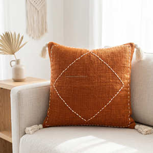 Funda de cojín con diseño de diamantes y borlas, estilo moderno para decoración de casa de campo - Product Image 5