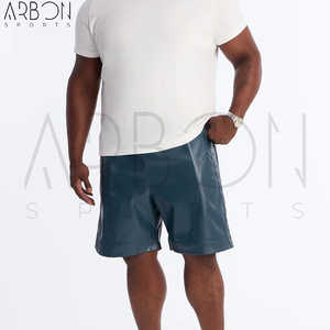 Shorts en cuir tendance bleu sarcelle, nouvelle collection, personnalisables avec votre logo, produit très demandé, style actuel. - Product Image 3