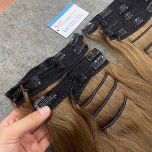 Extensiones de Cabello Humano Vietnamita Natural Liso Color Marrón con Clip, Extensiones de Cabello Virgen con Clip, Trama Fácil de Instalar - Product Image 2