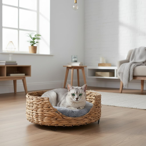 Wholesale Woven Water Hyacinth Round Cat <b>Bed</b> Decorative Pet Dog <b>Bed</b> with Soft <b>Cushion</b> Made in Vietnam - Product Image 2