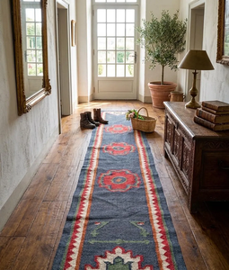 Tapis de couloir en laine et jute tissé à la main, style tribal bohème, rustique, antidérapant, pour la décoration intérieure - Product Image 4