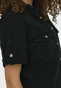 Robe moulante en jean décontractée printemps-été, sans manches, longueur midi, style simple, technique délavée, coupe droite, logo frontal - Product Image 4