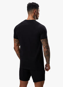 mens black jet black muscle fit raglan sleeve short sleeve <b>tshirt</b> crewneck athletic basic tee top - Product Image 6