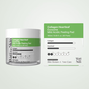 Tampons tonifiants pour le visage Whatiforskin, tampons exfoliants doux au collagène et au Heartleaf, légèrement acides, soin de la peau coréen pour le visage - Product Image 1