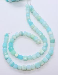 Cuentas facetadas de ópalo peruano natural AAA de 7-8 mm, forma de caja 3D, cuentas de ópalo de Perú de 8 pulgadas para la fabricación de joyería. - Product Image 3