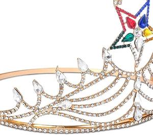 มงกุฎ Worthy Matron OES - วัสดุโรสโกลด์คุณภาพสูง ประดับดาวหลากสี พร้อมดาวขนาดใหญ่ 5 สีหนึ่งดวง - Product Image 4