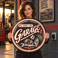 Enseigne lumineuse rétro pour garage de réparation automobile, décoration murale vintage pour garage classique, bar, man cave, salle de jeux, maison, art mural rustique, style campagnard
