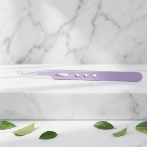 Pince à cils en acier inoxydable violet avec grip texturé, outils de précision pour la pose des cils, pour les professionnels des salons de beauté - Product Image 4