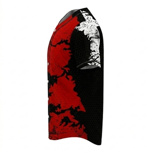 Camiseta de Béisbol Sublimada Personalizada con el Diseño de tu Equipo 00, Patrón de Camuflaje Rojo, Negro y Blanco, Unisex, para Adultos, Manga Corta, Transpirable, Ropa Deportiva - Product Image 5