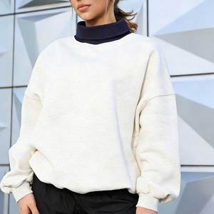 Sweat-shirts pour femmes en molleton 100% coton, couleur unie, avec logo personnalisé, broderie, col montant doux, coupe oversize, style streetwear - Product Image 5