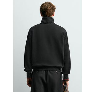 Men's Women's Oversized Half Zip Sweatshirt <b>Mock</b> <b>Neck</b> Cotton Plain Custom Streetwear <b>Top</b> - Product Image 5