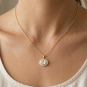 Encantador Charm de Plata de Ley Bañada en Oro con Circonita Cúbica Ovalada de 13 mm y Engaste de Bisel, Certificado IGI, para Fabricación de Joyas y Regalos - Product Image 5