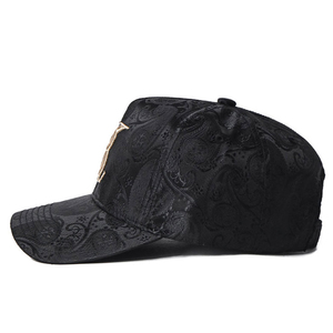 Casquette de baseball unisexe à 6 panneaux 100 % coton satiné noir avec logo KB brodé, ajustable, pour adultes, style décontracté - Product Image 3
