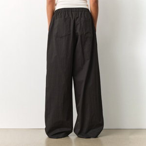 Pantalones Anchos de Cintura Alta para Mujer, 100% Algodón, Elásticos, de Color Sólido, Largos, Casuales, para Otoño, de Alta Calidad, Teñidos Digitalmente - Product Image 2