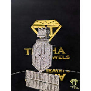 Exclusive <b>Crown</b> Shield Pendant Hip Hop Jewelry VVS Moissanite Diamonds with 925 Sterling <b>Silver</b> By Trisha Jewels - Product Image 3
